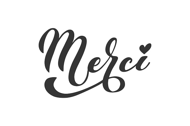 Vector merci frans woord voor dank u moderne penseelkalligrafie handgetekende ontwerpelementen vectorillustratie