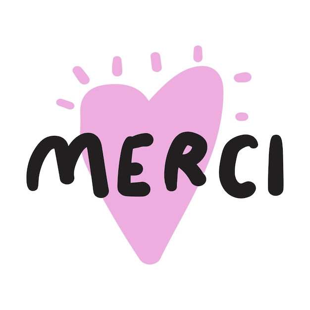 Merci フランス語ありがとうございます白地にピンクのベクトル デザイン