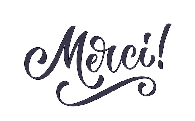 Merci woord handlettering Vector typografie ontwerp element