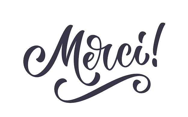 Vector merci woord handlettering vector typografie ontwerp element