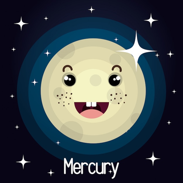 Vector mercury planet character space background