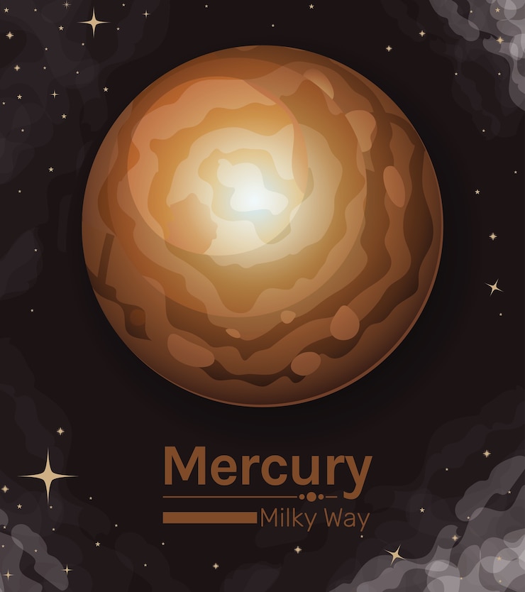 Vector mercury planet milky way style icon of space futuristic and cosmos theme