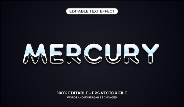 Mercury text effect. editable text in liquid chemistry style