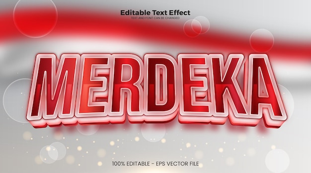 Вектор Эффект редактируемого текста merdeka в стиле современного тренда