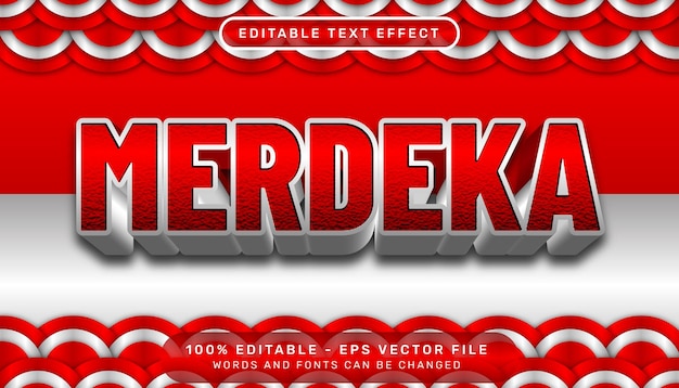 merdeka editable text effect with illustration of the Indonesian flag