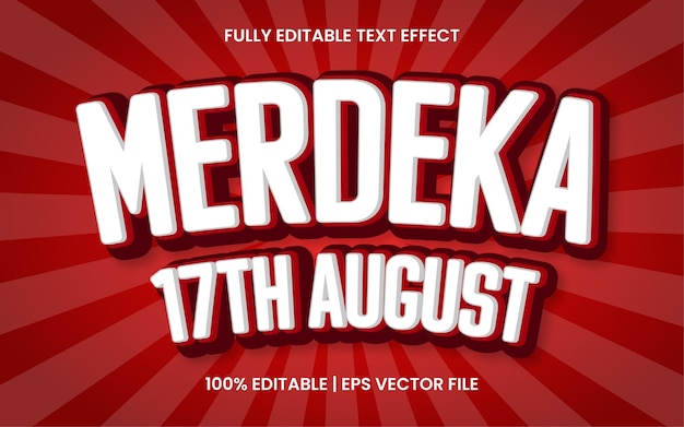 Merdeka Indonesia independence day text effect, editable vector