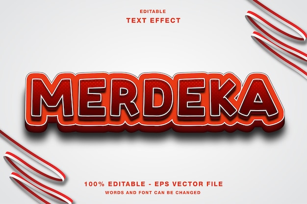 Effetto di testo modificabile 3d in stile indipendenza di merdeka indonesia