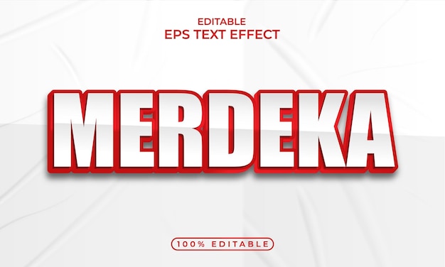 Merdeka-tekststijleffectsjabloon en bewerkbaar 3D-teksteffectontwerp 3D-teksteffectmodel