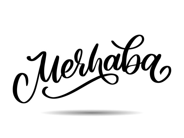 Merhaba hand getekend zwarte vector kalligrafie geïsoleerd op witte achtergrond merhaba Turks woord