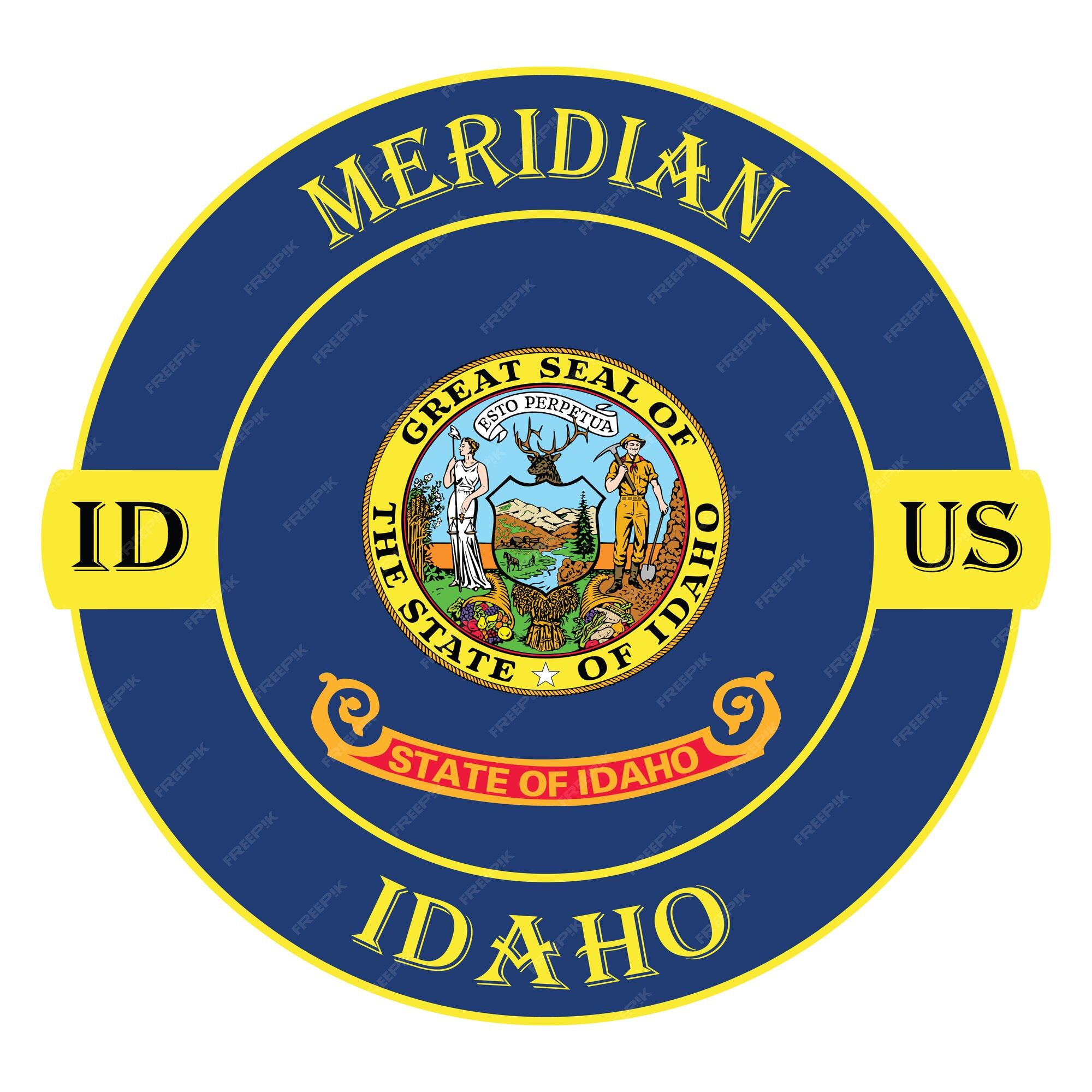 Premium Vector Meridian idaho flag usa travel souvenir seal stamp