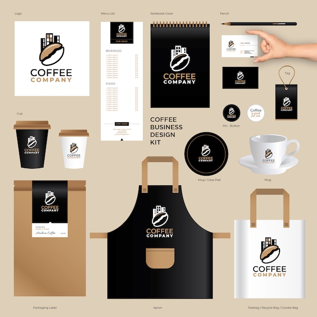 Vector merkidentiteitsjablonen voor coffee company