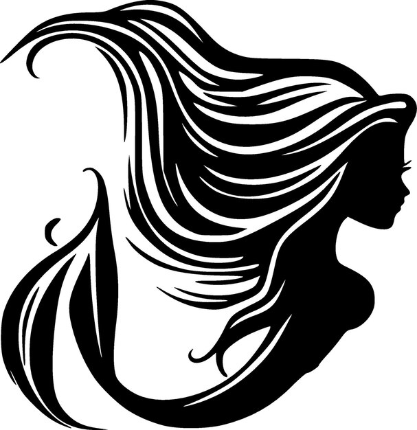 Vector mermaid black and white vector illustration