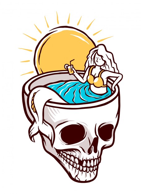 Mermaid chilling in a pool illustration