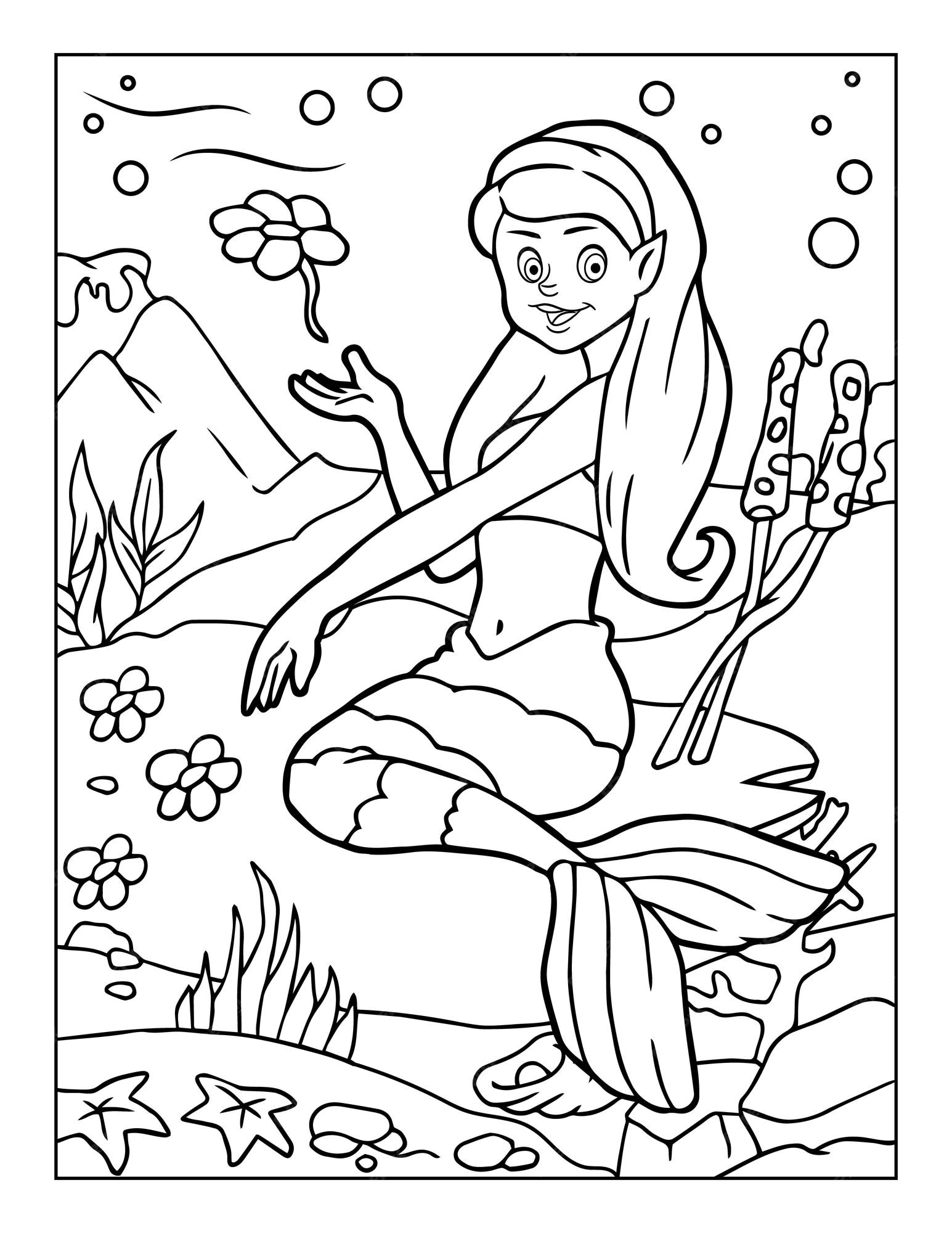 Premium Vector  Mermaid coloring pages for kids ages for 8-12