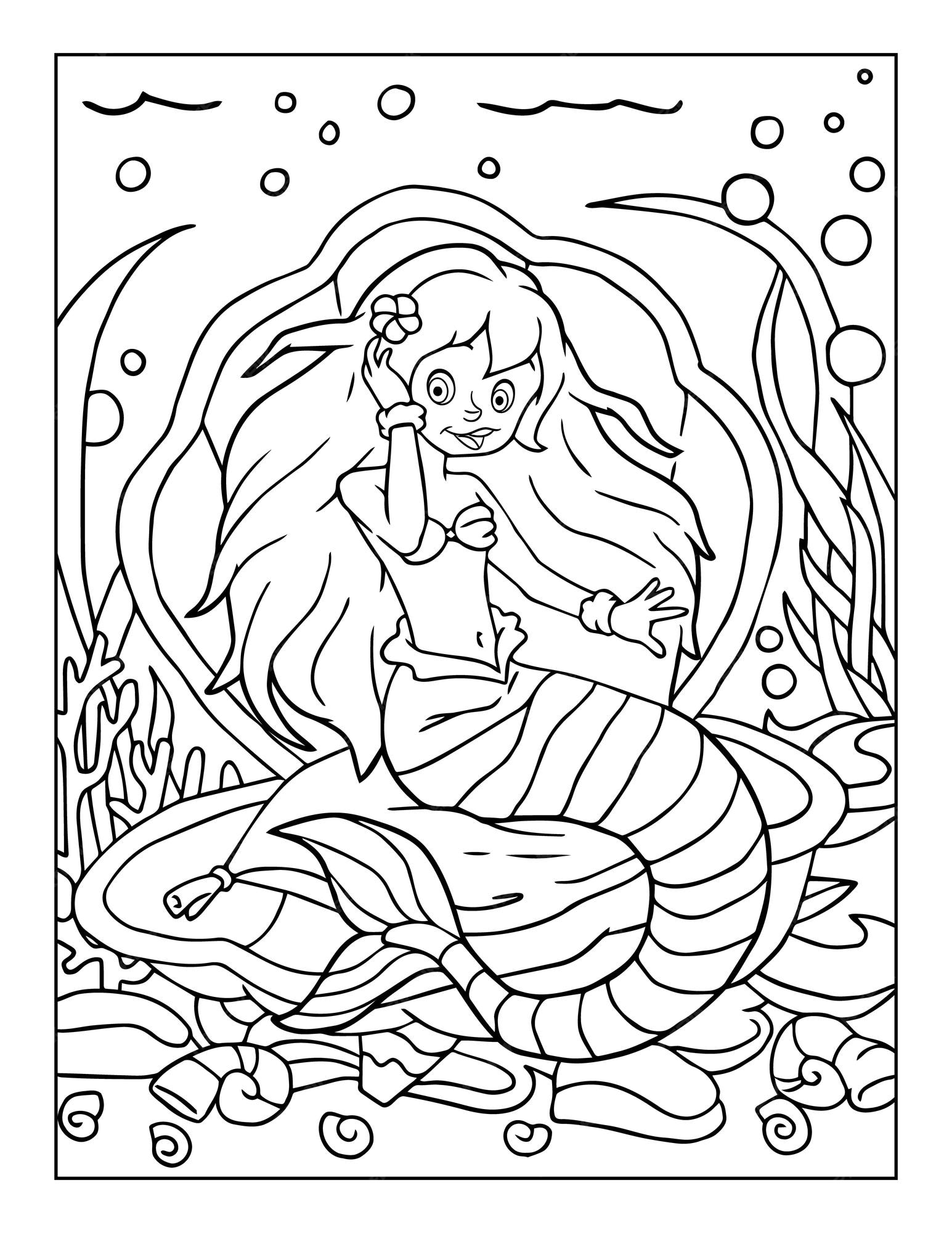 Premium Vector  Mermaid coloring pages for kids ages for 8-12