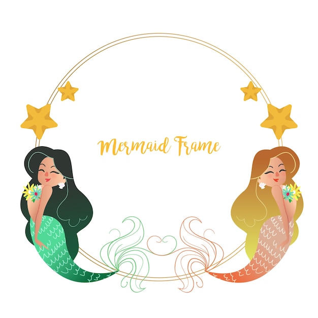 Vector mermaid frame