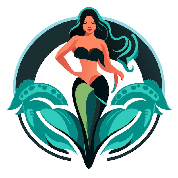 mermaid full body logo vector illustration