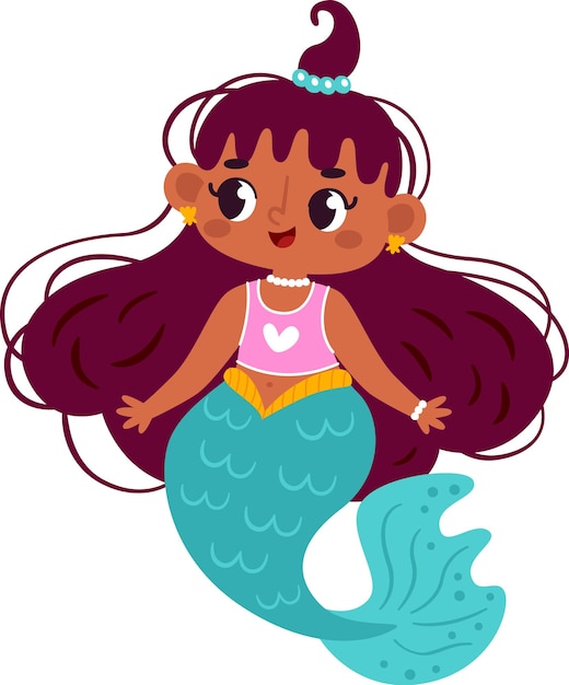 Vector mermaid girl dressed up