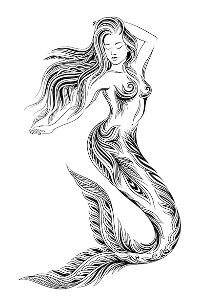 Schizzo di una ragazza sirena