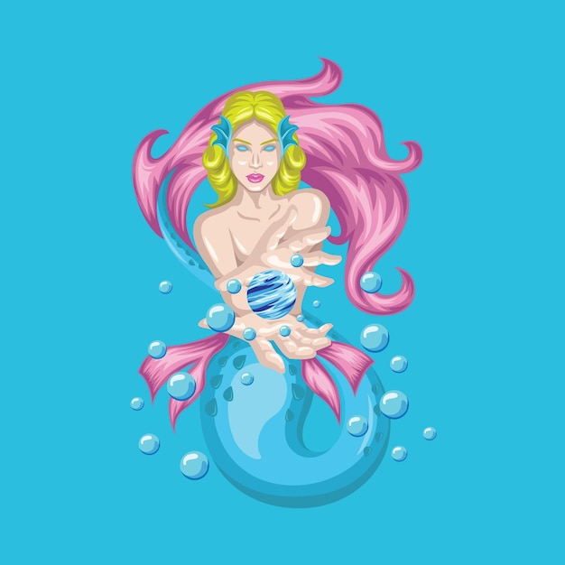 Vector mermaid guardian illustration vector design