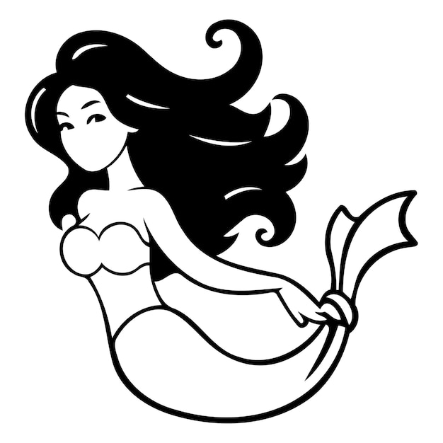 ベクトル 海の美人魚 漫画スタイルのベクトルイラスト