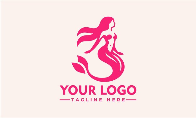 Vector mermaid logo beauty logo template vector illustration siren and marine girl with a tail vintage