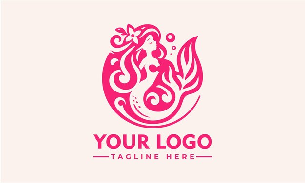Логотип русалки красоты логотип шаблон векторная иллюстрация Сирена и морская девушка с хвостом Винтаж