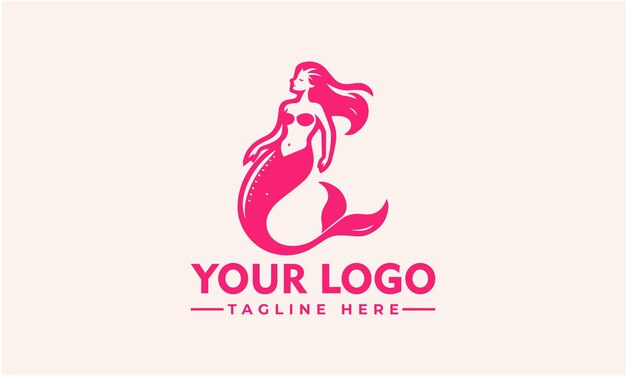 Vettore logo della sirena bellezza modello di logo illustrazione vettoriale sirena e ragazza marina con coda vintage