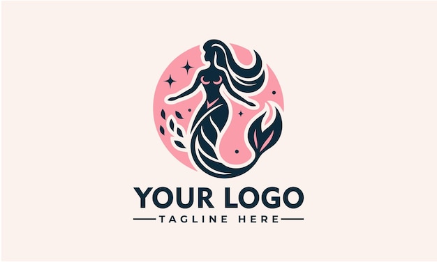 Mermaid logo beauty logo template vector illustration Siren and marine girl with a tail Vintage