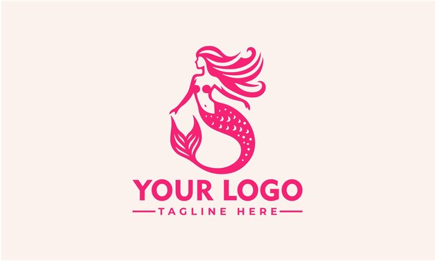 Mermaid logo schoonheid logo sjabloon vector illustratie Sirene en marine meisje met een staart Vintage