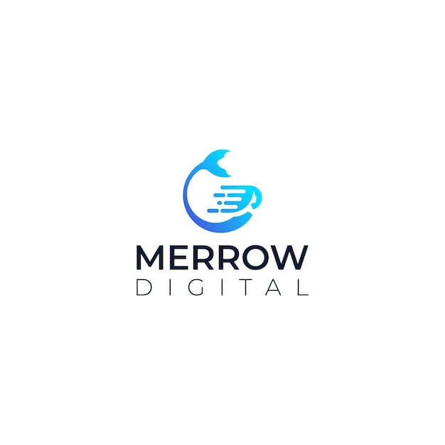 Vettore design del logo digitale merrow sirena