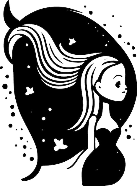 Vector mermaid minimalist and flat logo vector illustration