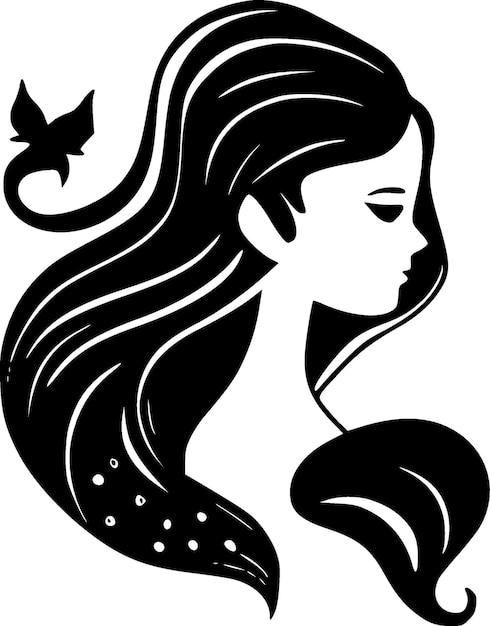 Vector mermaid minimalist and flat logo vector illustration