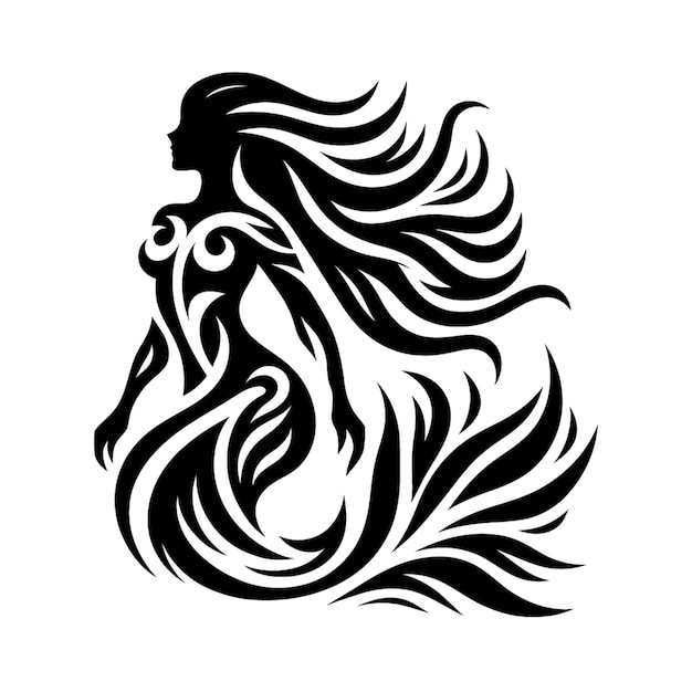 Sirena moderno tatuaggio tribale astratto linea arte di animali contorno minimalista vettore