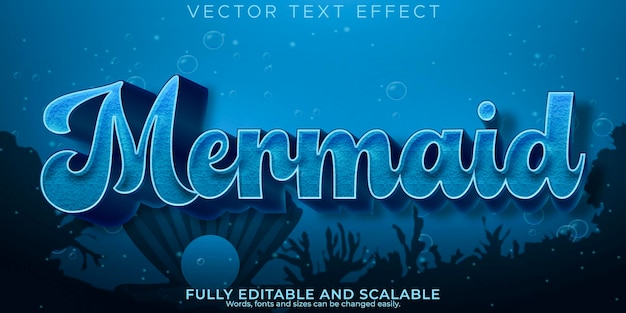 Текстовый эффект русалки океана редактируемый стиль текста морских пиратов