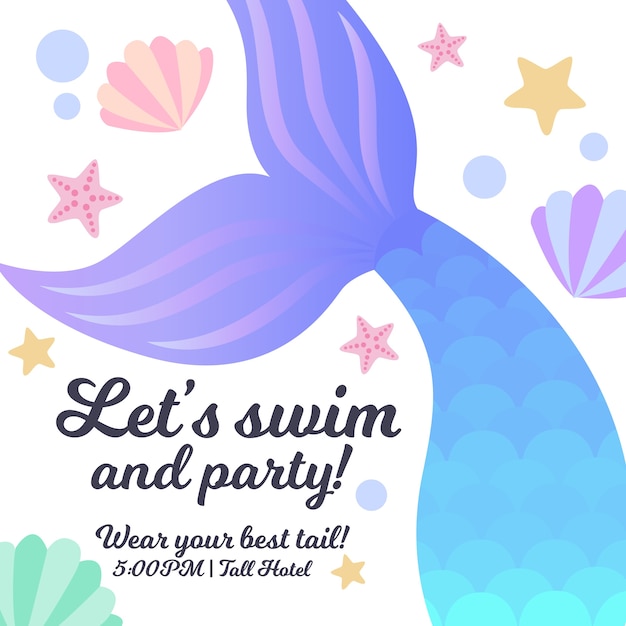 Vector mermaid party invitation