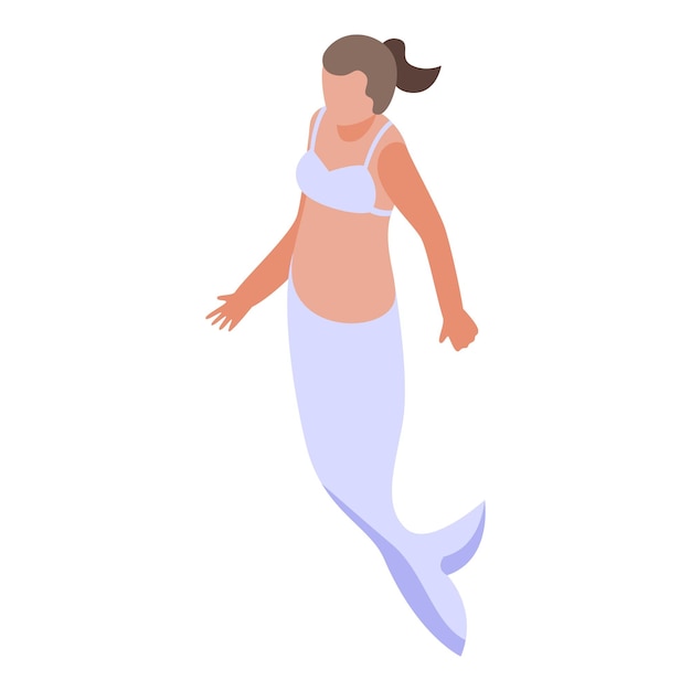 Mermaid princess icon isometric vector Cute girl Ocean character