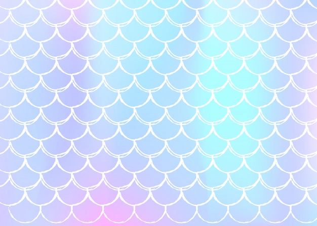 Vector mermaid scales background with holographic gradient.