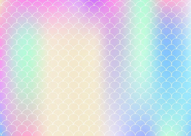 Vector mermaid scales background with holographic gradient.