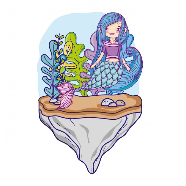 Mermaid swimming undersea