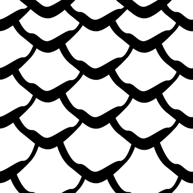 ベクトル マーメイド テールの黒と白のシームレスなパターン。マーメイド カードの装飾要素。