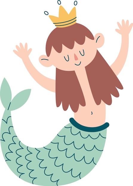 Vector mermaid with crown