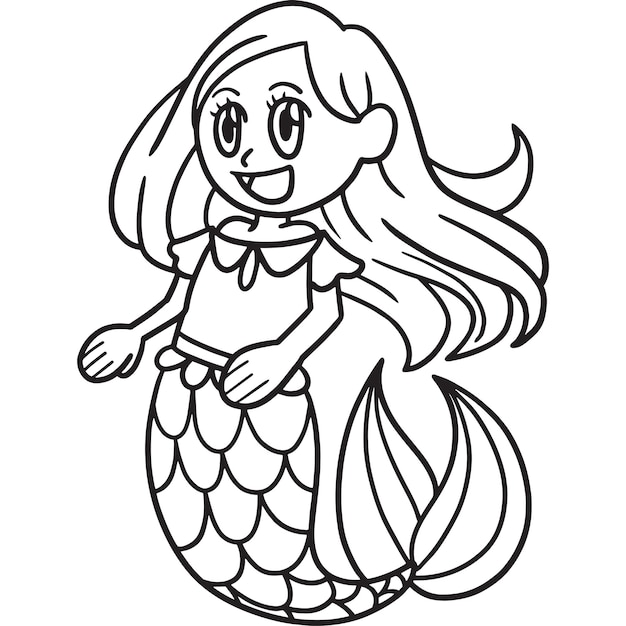 Premium Vector  Mermaid with fish coloring page cartoon illustration