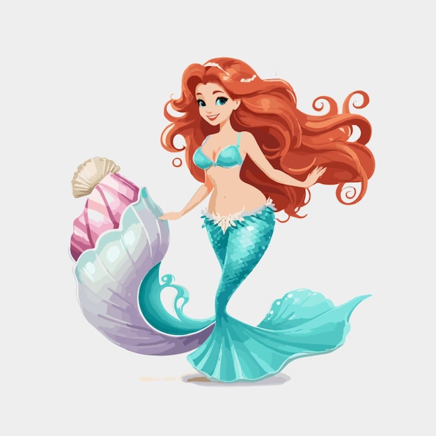 Premium Vector  Mermaid with seashell bra vector on white background