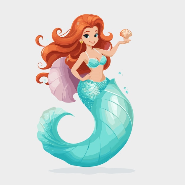 Vector mermaid with seashell bra vector on white background