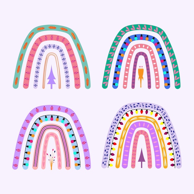 Merry and bright - cute rainbow decoration. Little rainbow in scandinavian nordic style,