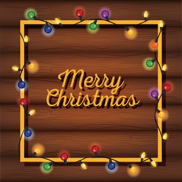 Vector merry christams card with lights