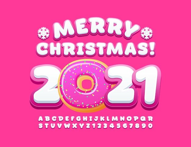 メリークリスマス2021年。かわいいアルファベットの文字と数字のセット