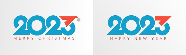 Merry Christmas 2023 and happy new year 2023 logo concept