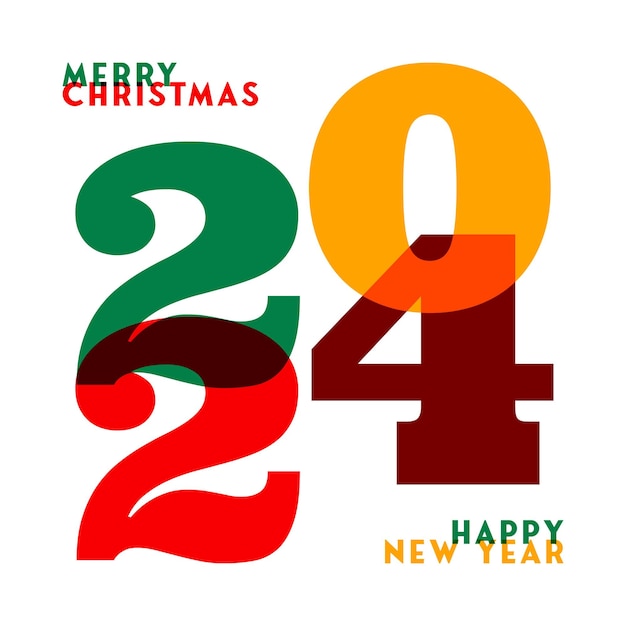 Merry Christmas and 2024 Happy New Year Greeting for Greeting Card Poster with Minimalist Concept and Typography